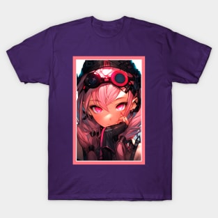 Aesthetic Anime Girl Rosa Pink Black | Quality Aesthetic Anime Design | Premium Chibi Manga Anime Art T-Shirt